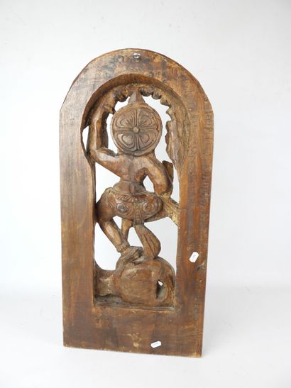 INDIA . Dancing divinity in carved wood....