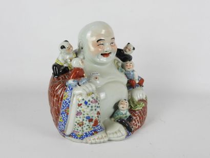 CHINA: Budai Buddha in porcelain and polychrome...