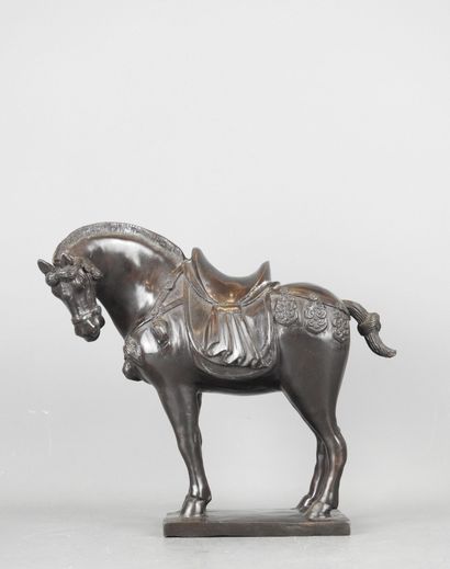 CHINA: Ceremonial horse. Bronze with black...