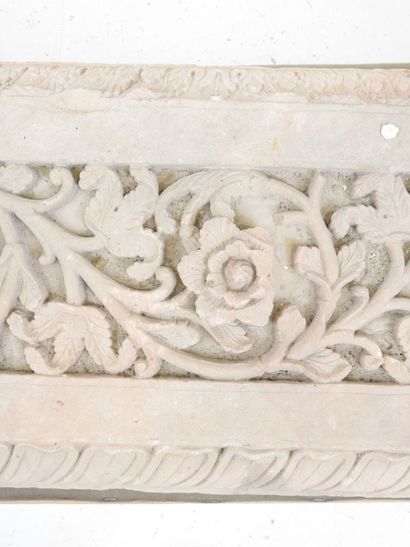 India. Upper part of a temple pillar carved...