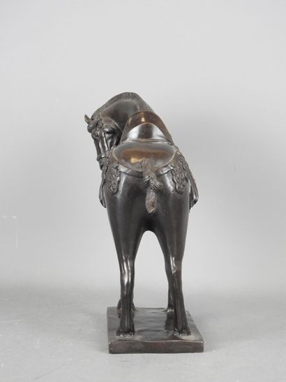 CHINA: Ceremonial horse. Bronze with black...