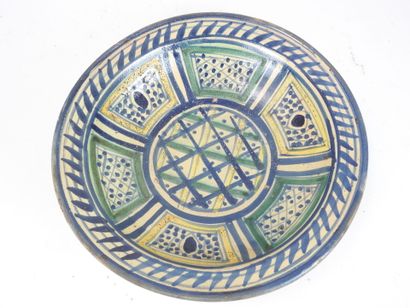 MOROCCO: Earthenware bowl on heel with green...
