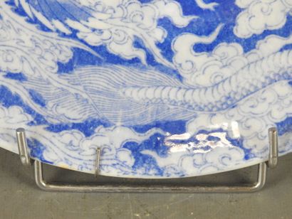 JAPAN: Blue-white porcelain dish decorated...
