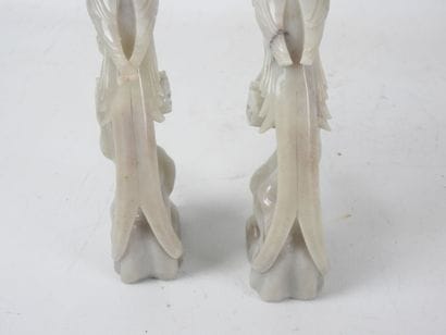 CHINE : Couple d'oiseaux en jade. H. 20 cm....