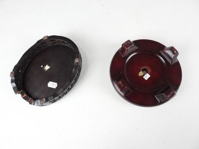 CHINA: Two carved wood bases. L. 16 cm (for...
