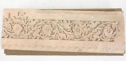 India. Upper part of a temple pillar carved...