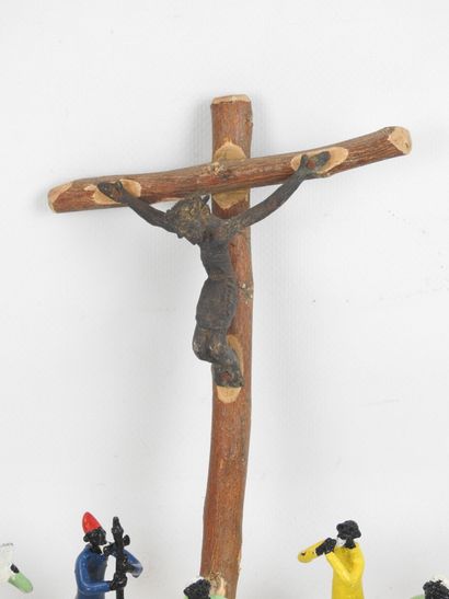 BURKINA FASO - MOSSI : Crèche de 14 personnages...