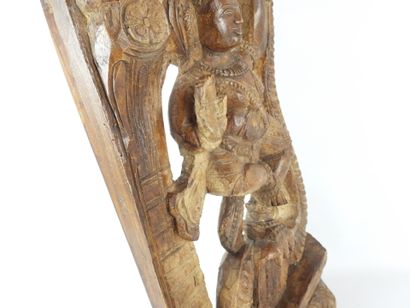 INDIA . Dancing divinity in carved wood....