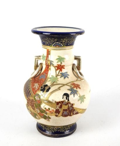 JAPAN - Satsuma : Porcelain stoneware baluster...
