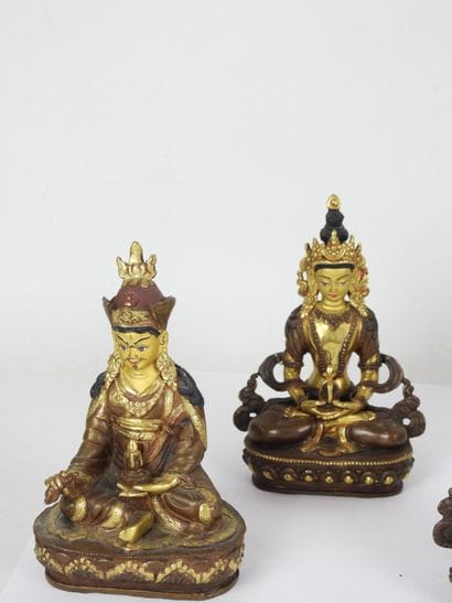 ASIA: Five bronze statuettes representing...