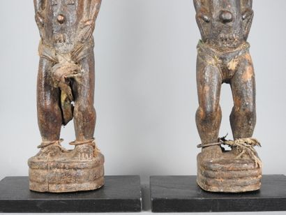 Baule Ivory Coast: Two carved wooden statues...