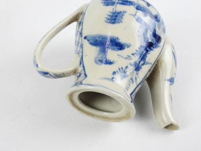 CHINA: Porcelain teapot with white-blue landscape...
