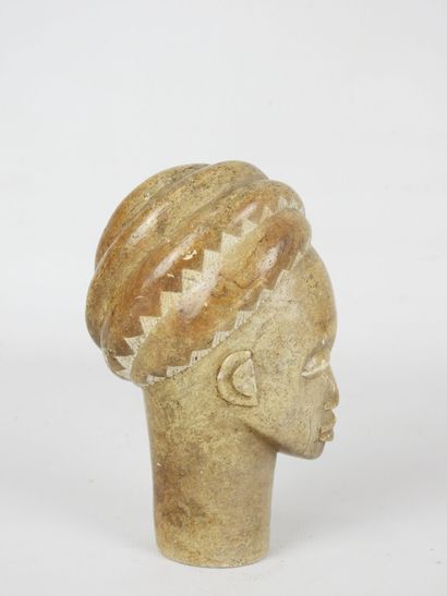 GABON: Carved head in Mbigou stone. H. 16...