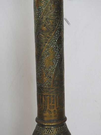 Near East: Large antique brass floor lamp...
