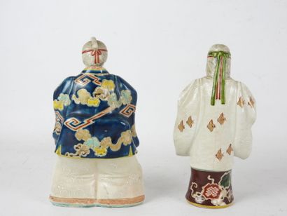 JAPON : Couple de personnages en céramique...