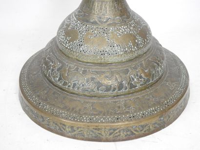 Near East: Large antique brass floor lamp...