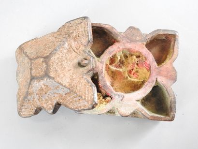 INDIA.
Wood, patina of use, red powder residue.
Two...