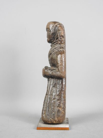 INDIA: Statue of a standing deity. Wood....