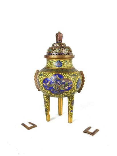 CHINA: Cloisonné enamel perfume burner decorated...