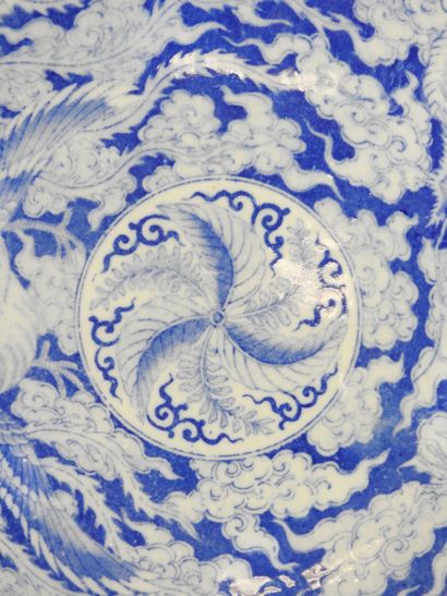 JAPAN: Blue-white porcelain dish decorated...