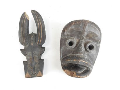COTE D'IVOIRE. Masque Senoufo en bois à double...