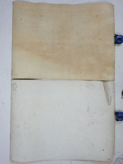 INDE. Divinités. Deux dessins à l'encre et...