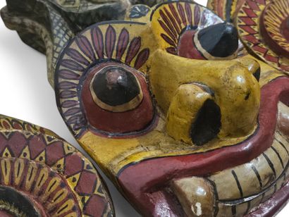 SRI LANKA, 
Carved polychrome painted wooden...