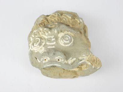 MONGOLIA: Mahakala head in stone. H. 16.5...
