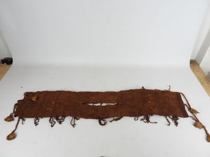 AFRIQUE : Ceinture en tissu marron brodée...
