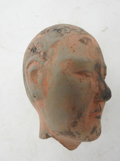 China. Head of a soldier used as a funerary...