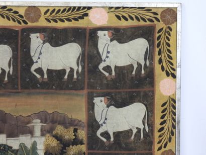 INDIA: Procession of women. Gouache on silk...