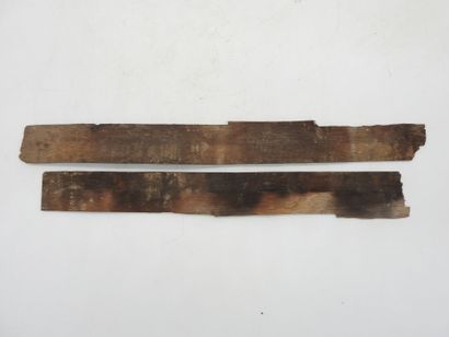 Rare pair of wooden strips inscribed with...
