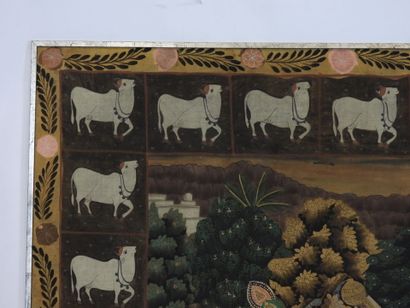 INDIA: Procession of women. Gouache on silk...
