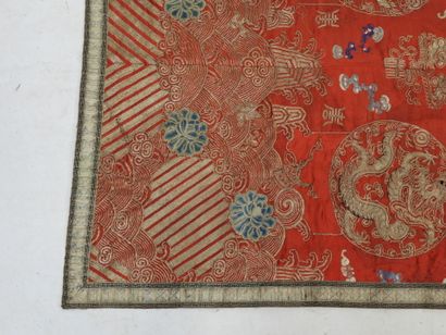 CHINA: Dragons and insects. Embroidery on...