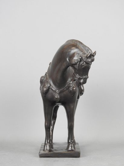 CHINA: Ceremonial horse. Bronze with black...