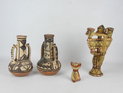 BERBERE - Kabylie : Paire de vases, lampe...