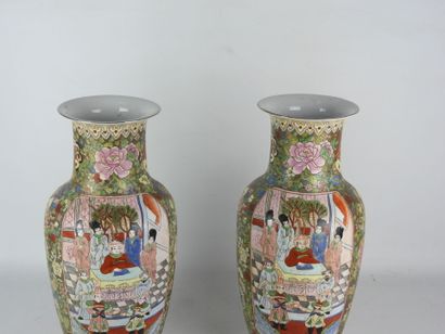 CANTON, China: Pair of porcelain vases with...