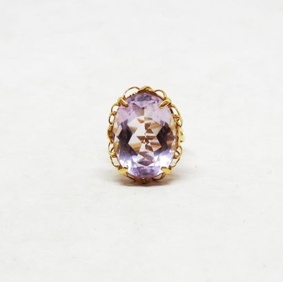 Bague monture corbeille or 18K, ornée d'une...