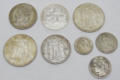 FRANCE
Silver coinage comprising: 5 Francs...