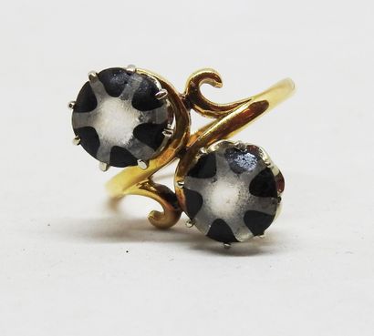 toi et moi ring, set with two verroteries,...