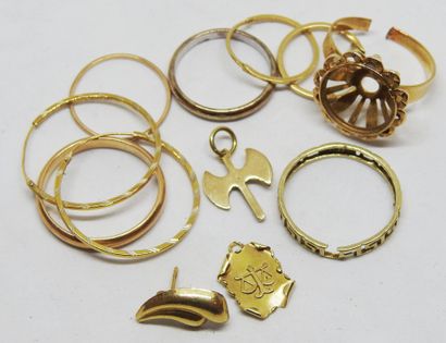 Lot of 18 K gold findings including: pair...