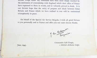 ANGLETERRE. Rare document des SAS à destination...