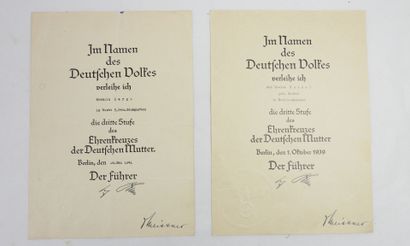ALLEMAGNE. Ensemble de 2 diplômes de remise...