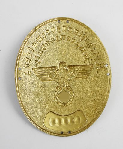 GERMANY. Gilt metal customs plate stamped...