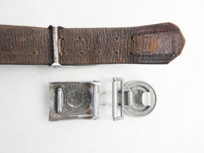 GERMANY. Black leather belt dated 1938 with...