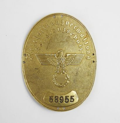 GERMANY. Gilt metal customs plate stamped...