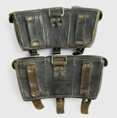 GERMANY. Pair of black grained leather Mauser...
