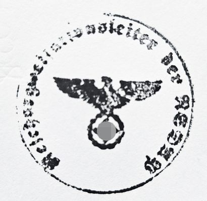 GERMANY. Copper stamp with wooden handle...