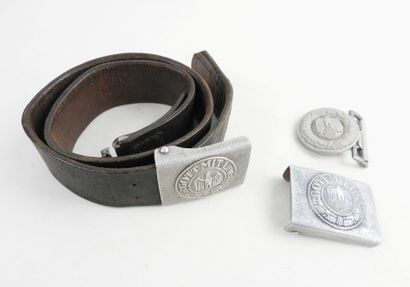 GERMANY. Black leather belt dated 1938 with...