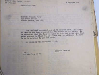 USA. Ensemble relatif à Francis Purdy, 354th...